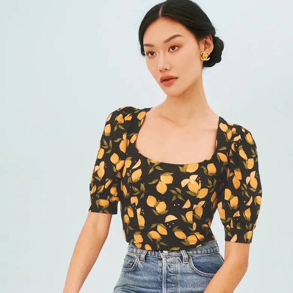 Reformation Tops - Reformation 6 Cave Blouse Lemon Drop